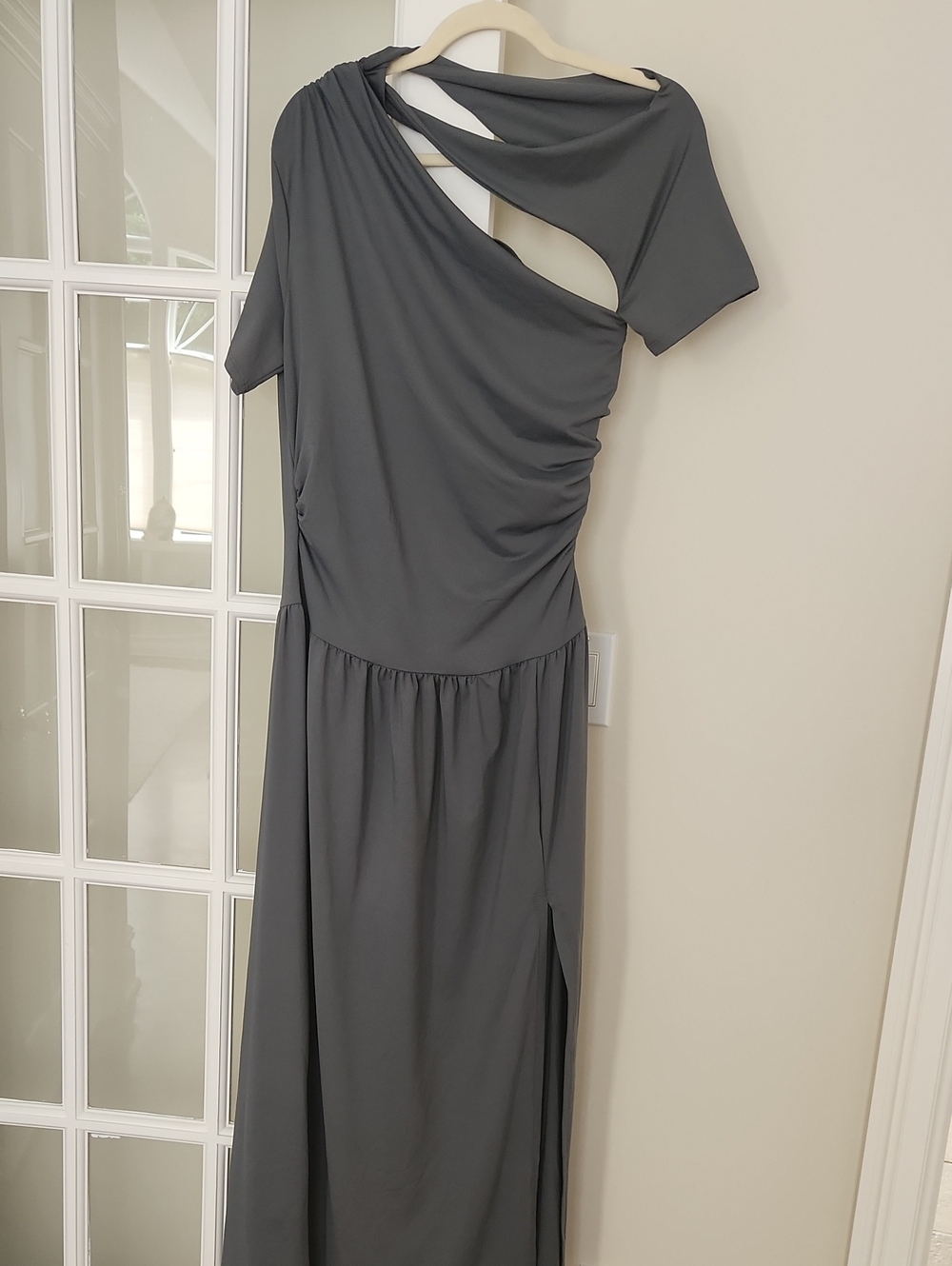 ASOS Elegant Gray One-Shoulder Cutout Maxi Dress NWT